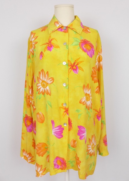 (france)yellow floral blouse
