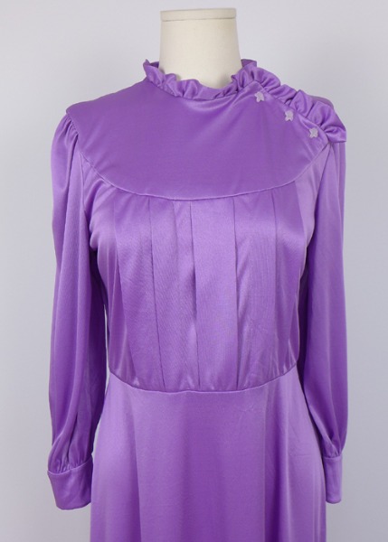 (eu)70s flower button jersey dress