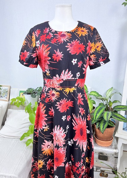 (eu)black floral maxi dress