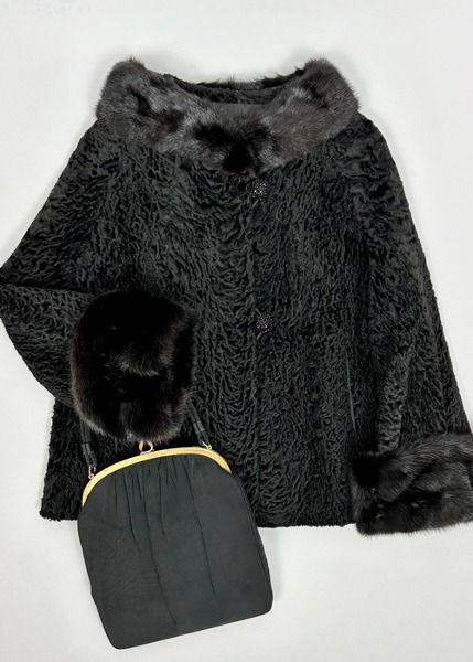 (us)60~70s hess&#039;s persian lamb_ mink fur jacket