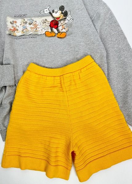 (japan)yellow wool blend knit shorts