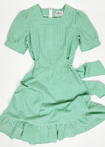 (japan)green gingham check dress