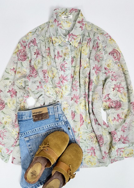 (japan)floral chiffon blouse