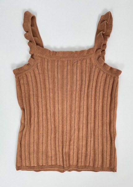 (japan)brown frill knit top