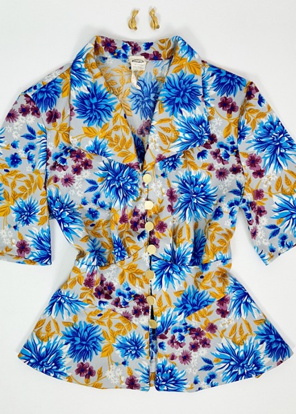 (eu)70s C&amp;A floral jersey blouse